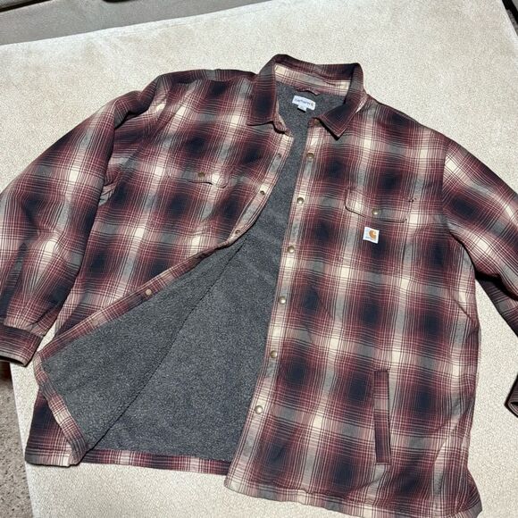 Carhartt 4XL XXXXL Plaid Sherpa Lined Insulated Shacket Shirt Jacket Men's - Picture 2 of 11